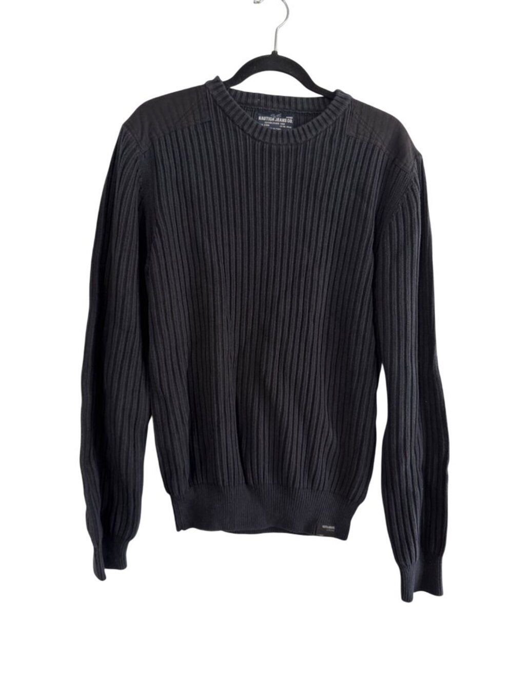 Vintage y2K Nautica Jeans Co. Mens Black Ribbed Cotton Sweater XL